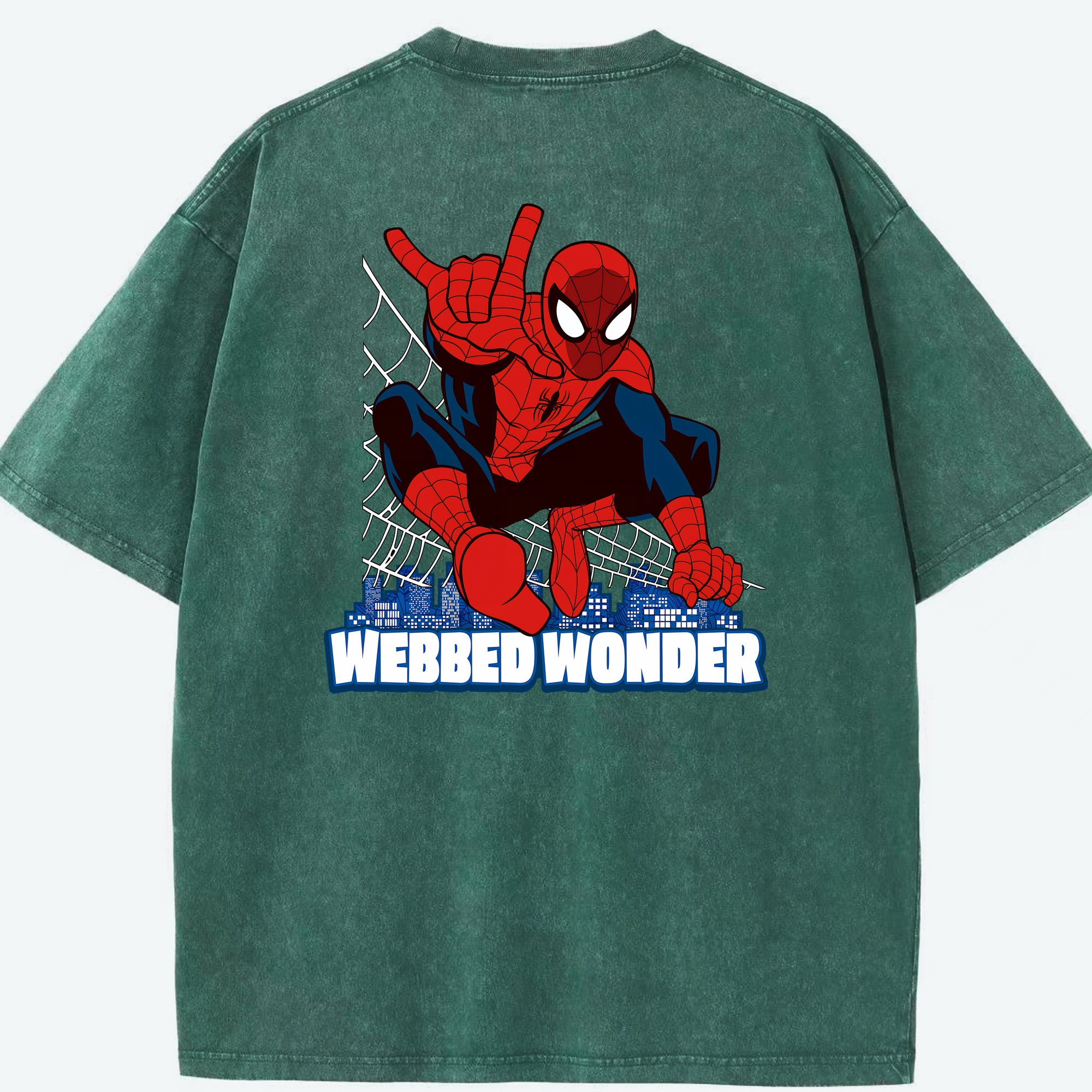 （画像用） Spider Man スパイダーマン 綿100% ヴィンテージ風 半袖Tシャツ（背面プリント）